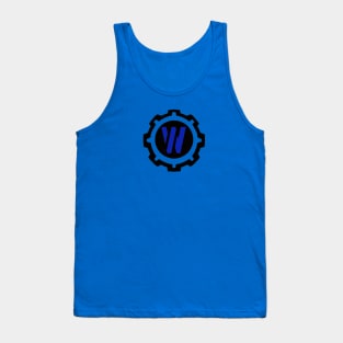 Red Letter C in a Black Industrial Cog Tank Top